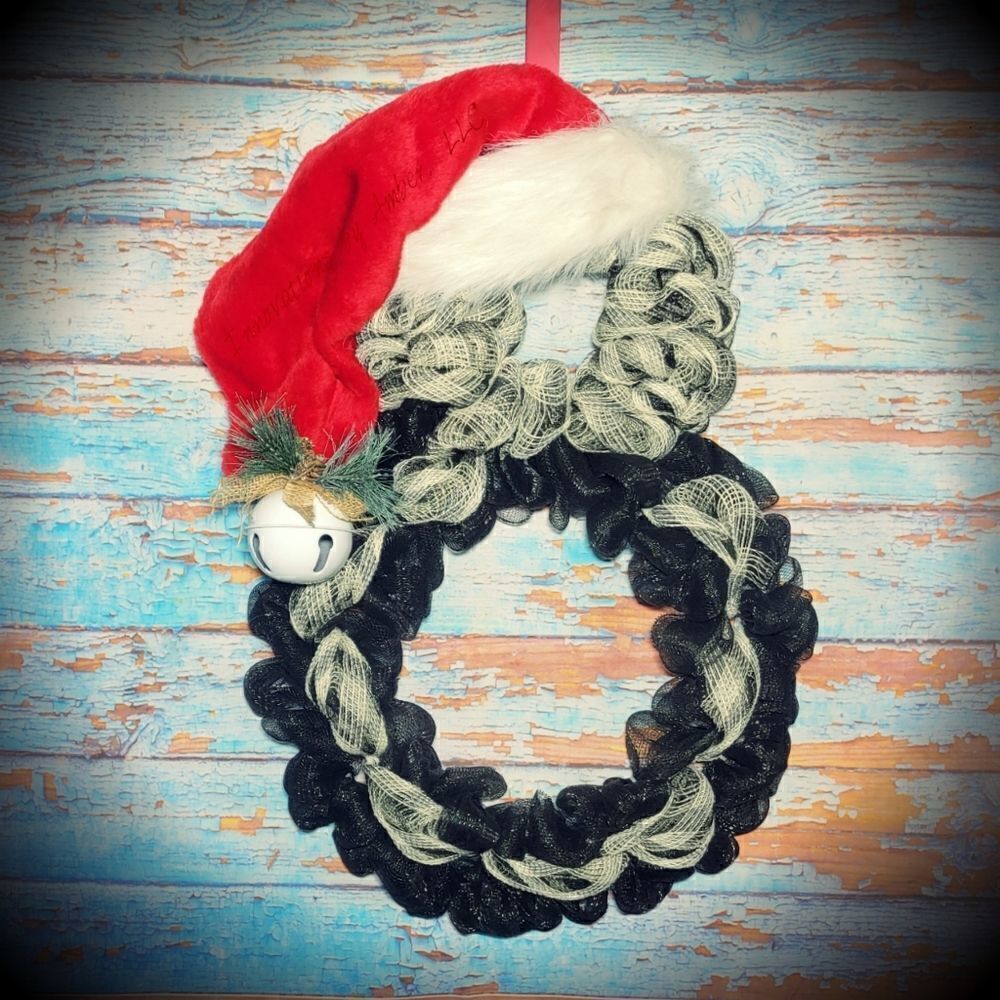 Snowman Wreath with Santa Hat and Bell